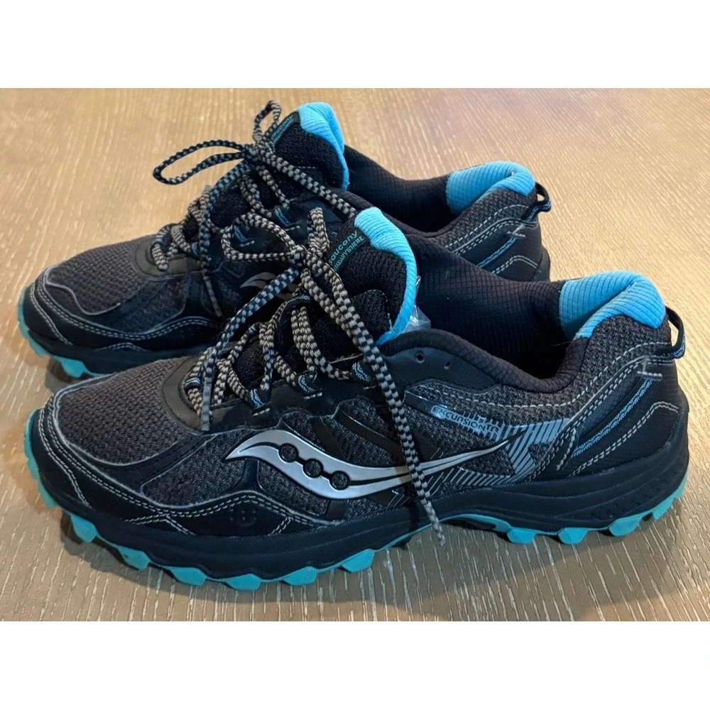 Saucony Grid Excursion TR11 Black Blue Trail Running Shoes S10392 Women's 9.5
